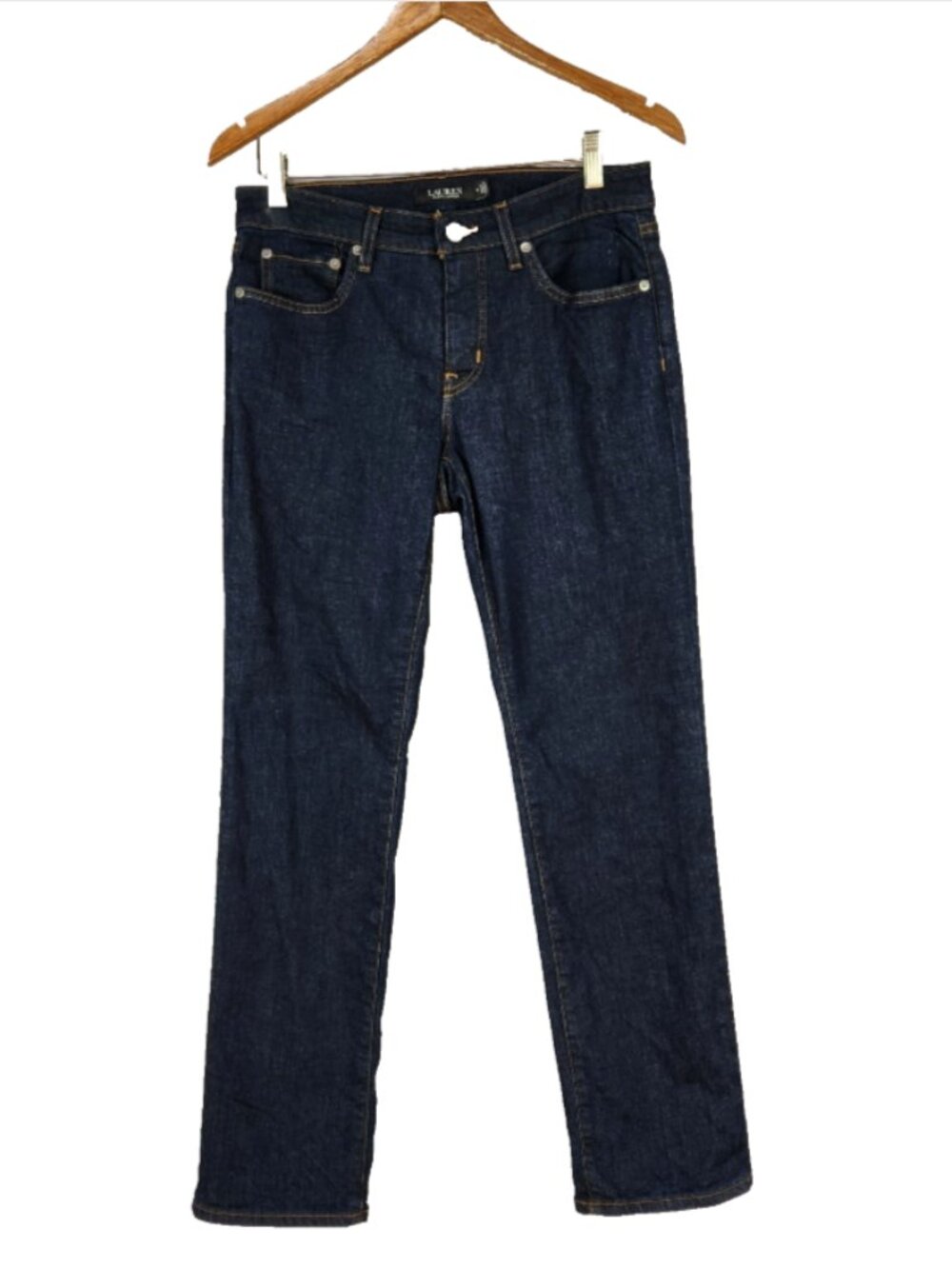Lauren Ralph Lauren Premier Straight Denim Jeans Women 8 Blue Mid Rise Dark Wash